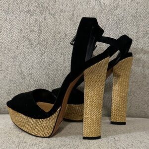 New Schutz Black and Tan Platform Heels